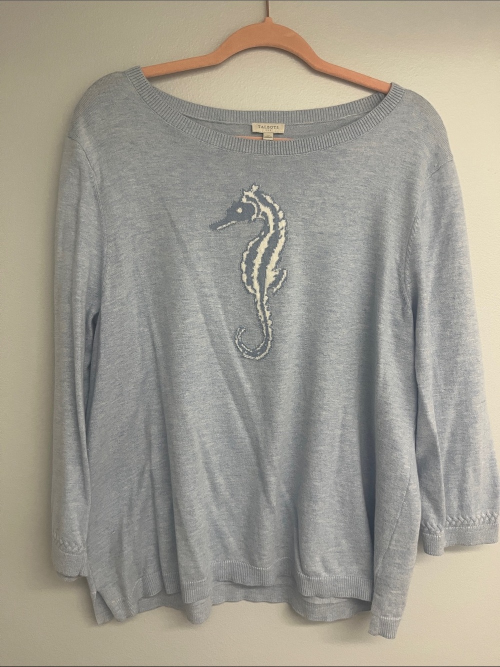 Talbots Pale Blue Sweater with White Seahorse
